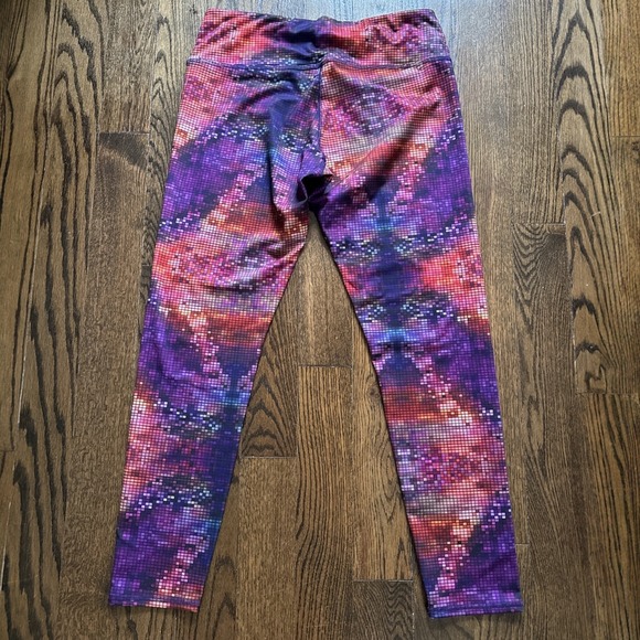 RBX Live Life Active Women's XL Purple Abstract Pixelated Leggings Waist Pocket - Picture 2 of 8